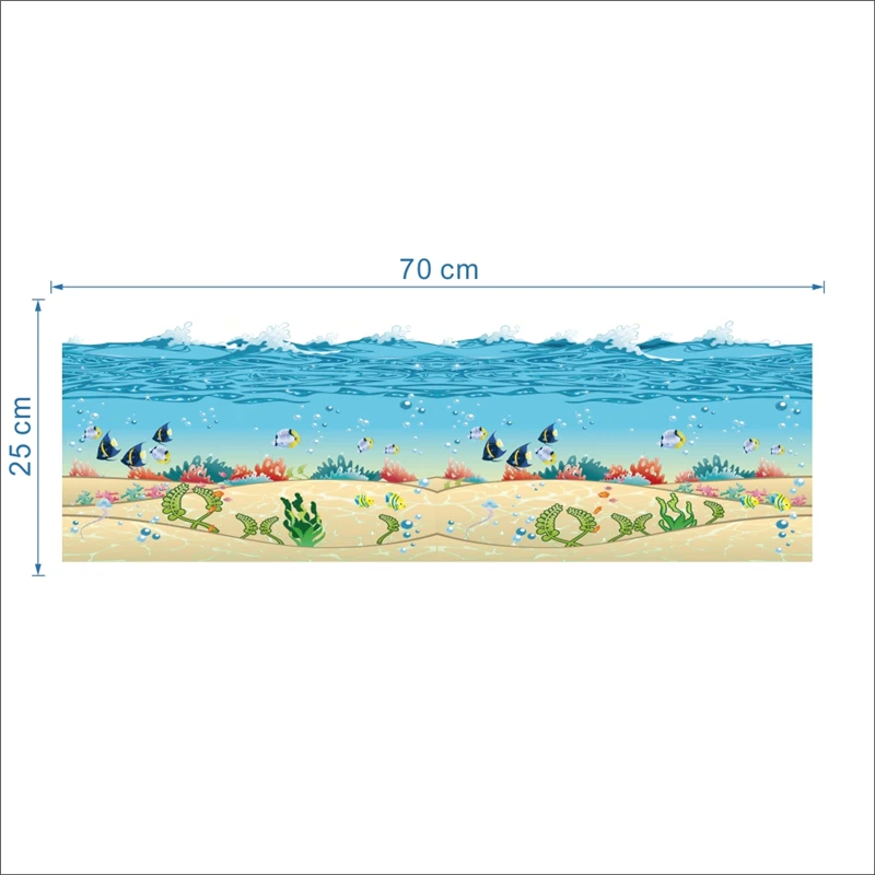 Sea Fishes Sealife Wall Stickers For Kids Room Bathroom Baseboard Home Decoration 3d Vivid Mural Art Waterproof Pvc Decal