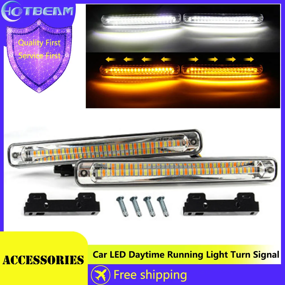 

Car LED Daytime Running Light Turn Signal Universal Waterproof Dual Color White to Yellow Flowing Light Daytime Running Light