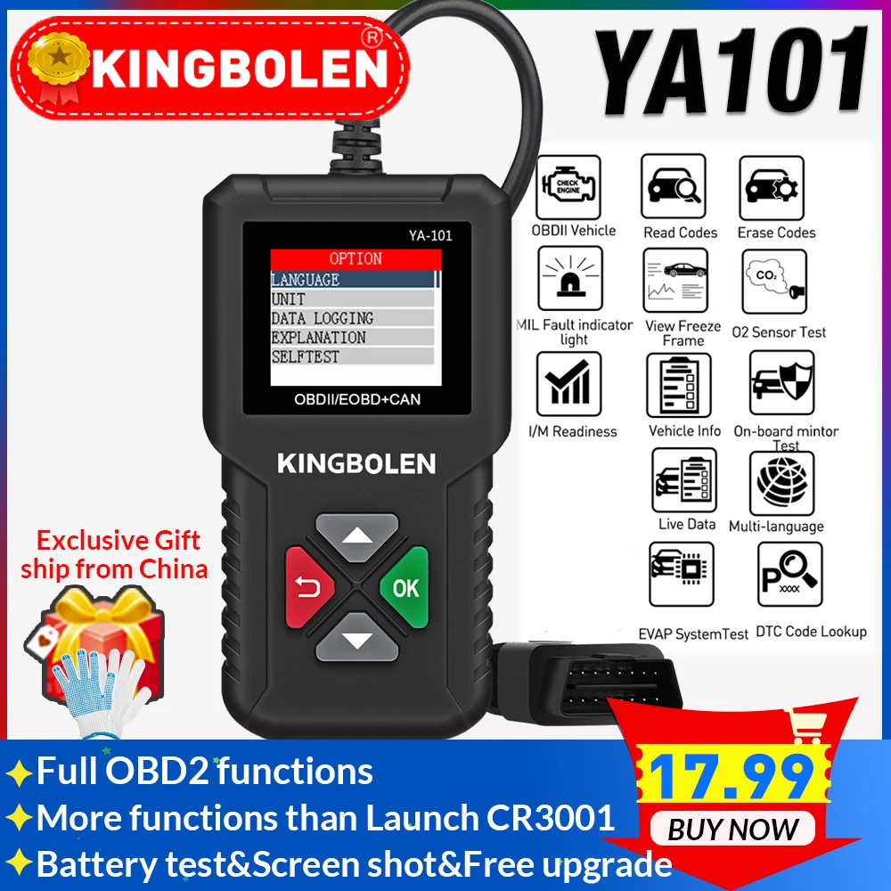 Car OBD2 Scanner Kingbolen YA101 Auto Code Reader for Check Engine