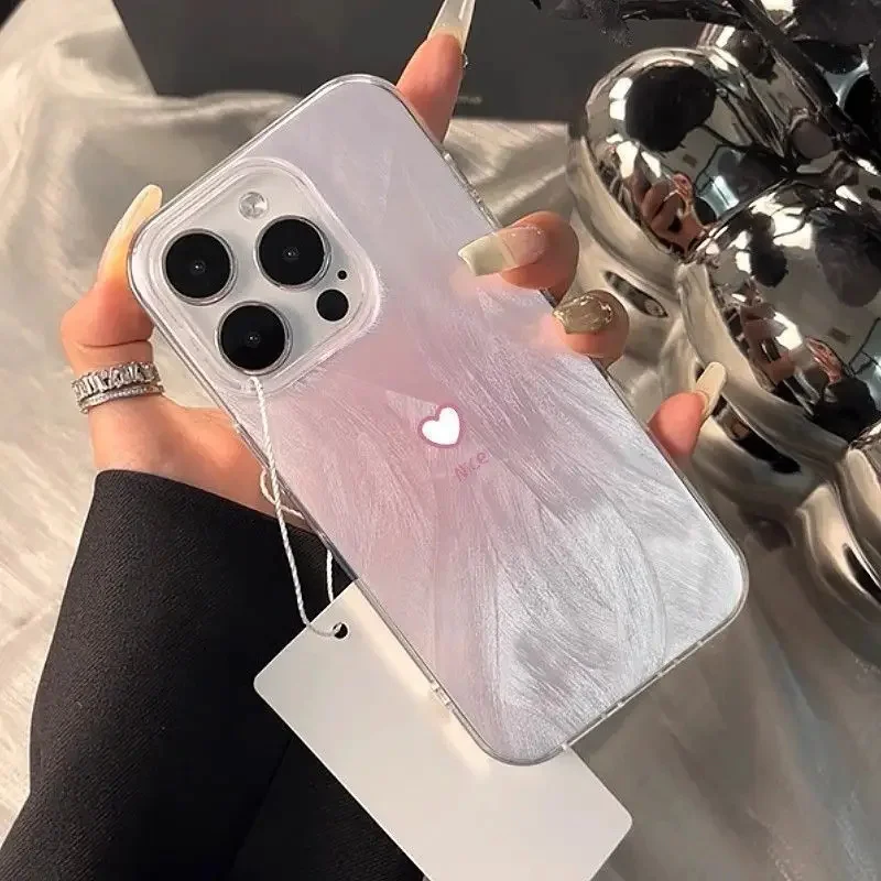 Elegant Gradient Pink Heart Phone Case Cover