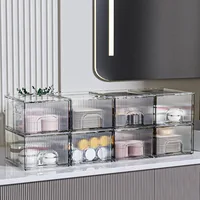 Clear Stackable Storage Drawer, Acrylic Drawer, Cosmetic Organizer, Plastic Organizer for Dresser, Under, Kitchen Cabinet, 2