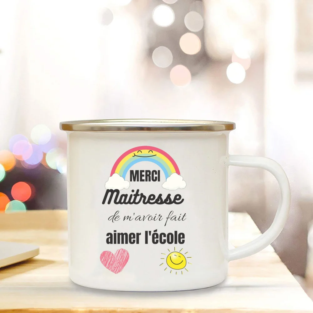 Thank You Teacher Mug – Eco-Friendly Camping Enamel Coffee Cup | Rustic Gift