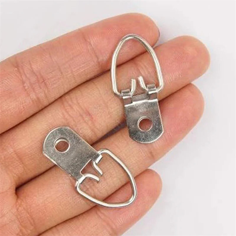 Description Picture 5 of item100Pcs Triangle Silver D-Ring Hanging Oil Painting Mirror Picture Frame Hanger Art Work Photo Wall Hook Accessories With Screw