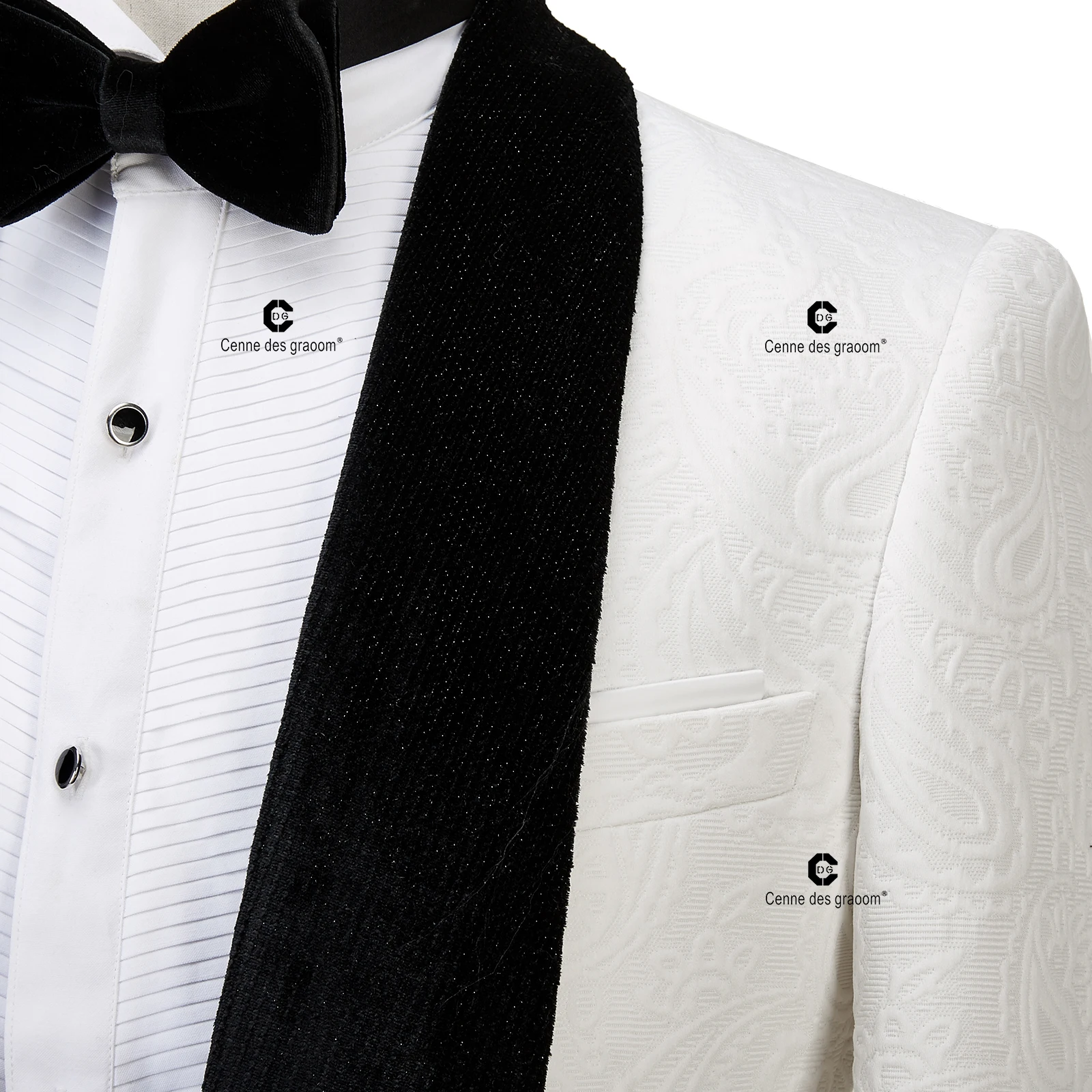 Cenne Des Graoom Latest Coat Design Tuxedo Suits For Men Tailor-Made Shawl Velvet Lapel 3 Pieces Blazers Vest Trousers Wedding 2