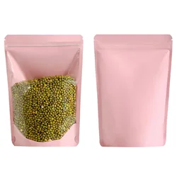 100 - Pack Transparent Stand - Up Pouches, Moisture - Proof Sealing Bags for Small Business Packaging (Pink)