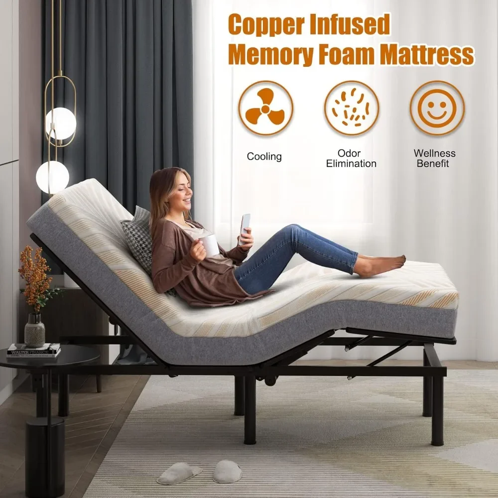 8 Inch Mattress Twin XL, Copper Infused Memory Foam Mattress w/Jacquard Cover & Bamboo Charcoal Memory Foam 3