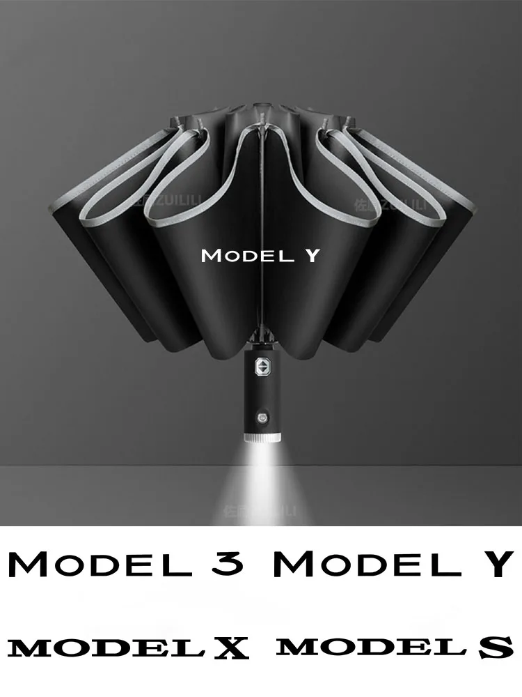 Car Automatic Folding Windproof Sunshade Umbrella For Tesla Model Y Model 3 S X Automotive Interior Accessories