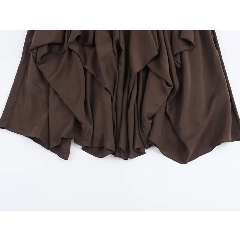 Ruffles Pleated Long Skirts For Women Fashion 2025 New Vintage High Waist Midi Skirt High Street Casual Chic Party Skirts