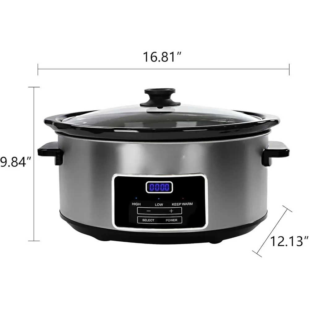 Slow Cooker 8 Quart with Timer, Serves 10+ People-Heat Settings: Keep Warm, Low and High, Slow Cooker