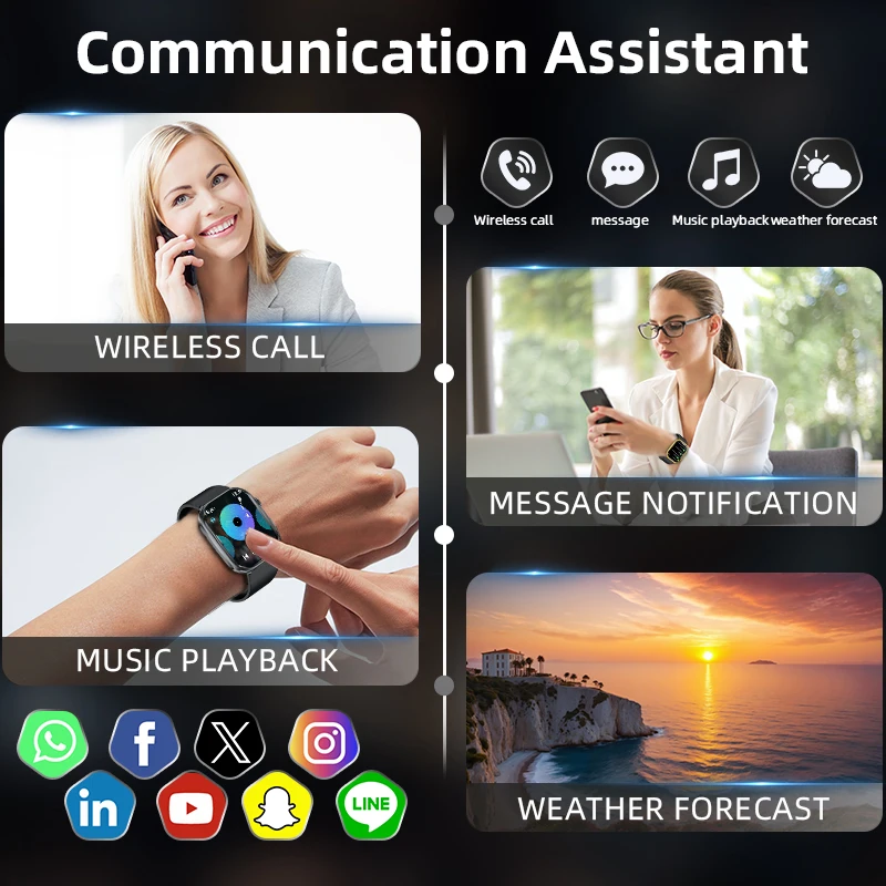 LIGE Smart Watch Men Women Flashlight 2.01” HD Display AI Voice Bluetooth Call Sports Watches Health Monitor Smartwatch Men New