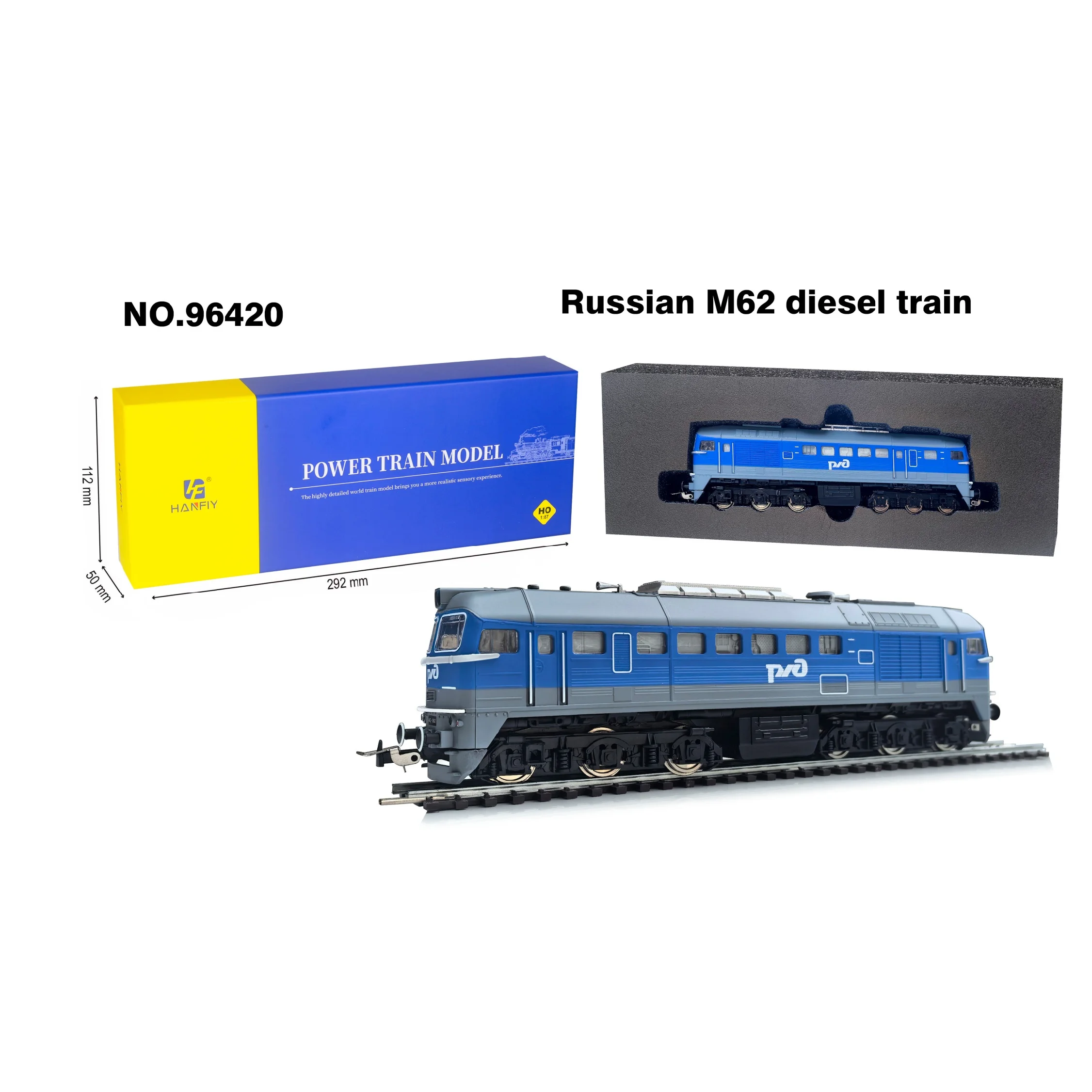 HO Scale 1:87 Russian M62 Diesel and Chinese's Green Carriage