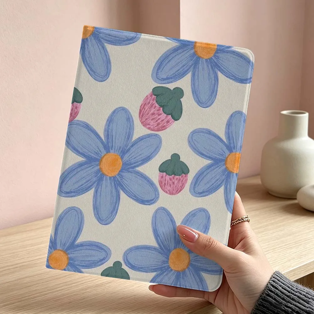 Cartoon Flowers Pattern Soft Tablet Case