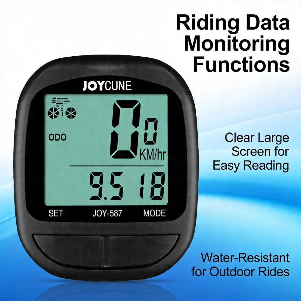 사이클 컴퓨터, 속도계 및 주행 거리계(케이블 포함), 방수 기능, 사이클링용 LED 화면 포함