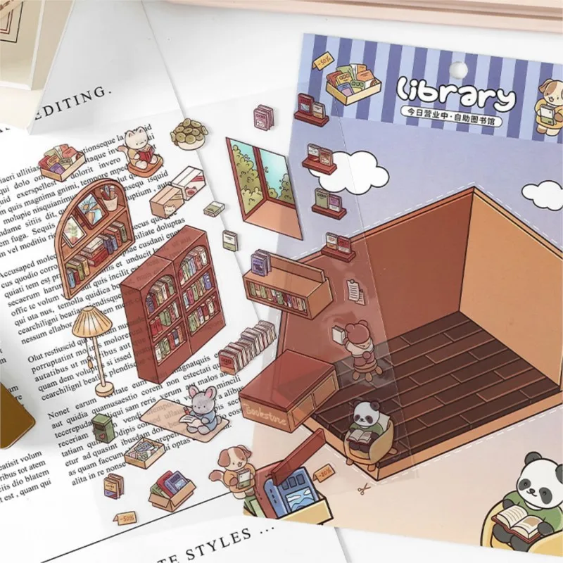 DIY 3D Puzzles Sticker 3D Miniature House Stacked Laundry Fireworks Display Scene Ledger Decorative Gift Sticker