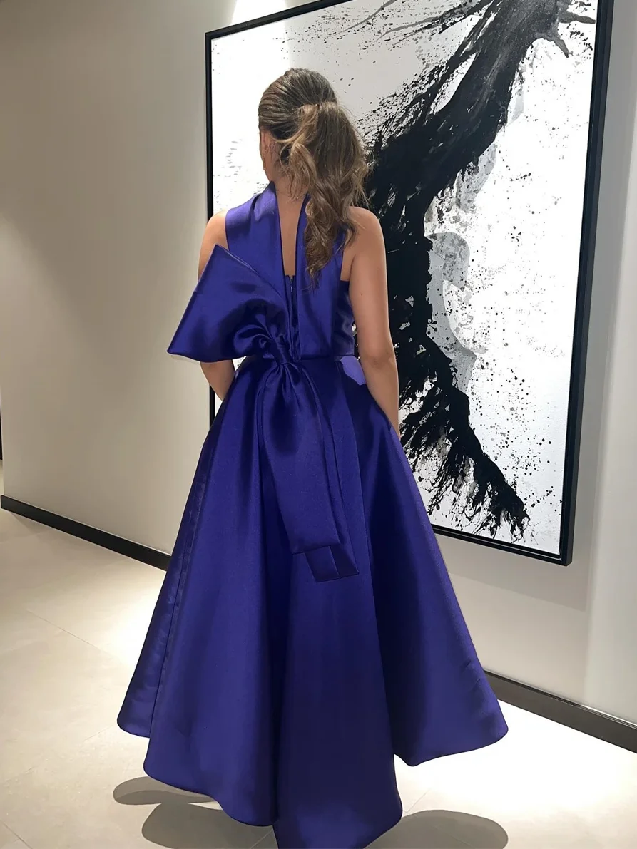 Prom Dresses Elegant Fashion High Collar Floor Length Sleeveless Satin  Ruched Formal Evening Gowns Summer فساتين سهرة 칵테일드레스 - AliExpress, image size:893x1191