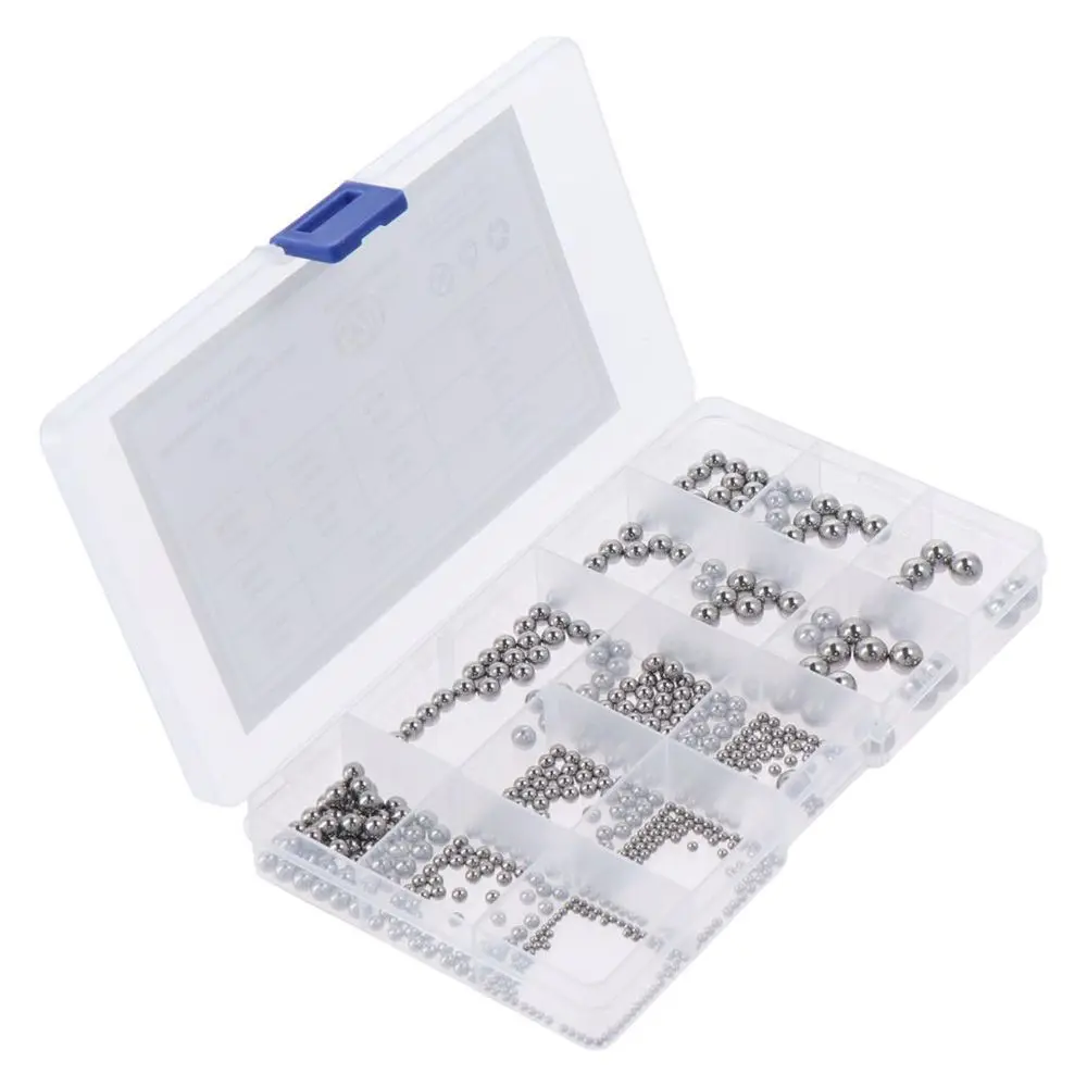 

Набор шариковых подшипников из нержавеющей стали 520, 11 размеров, серебристые свободные шарикоподшипники для велосипеда, стальные шарикоподшипники 2 мм-8 мм, 304 шт.