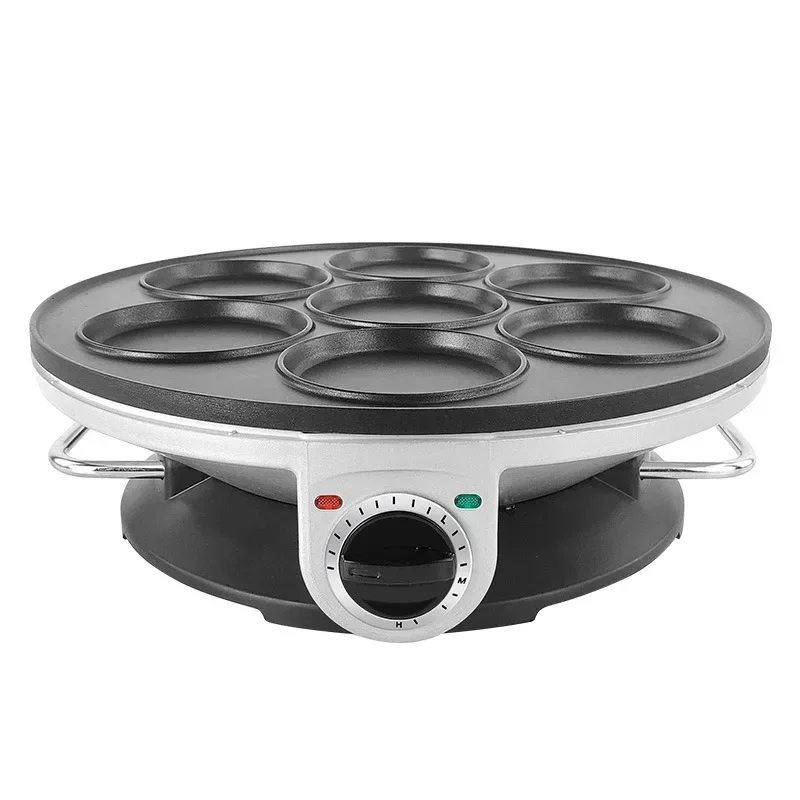 220V 1200W Electric Crepe Pancake Maker Machine Omelette Pizza 7 Holes Fried Egg Burgers Machine Non-stick Big Diameter Ovenware 3