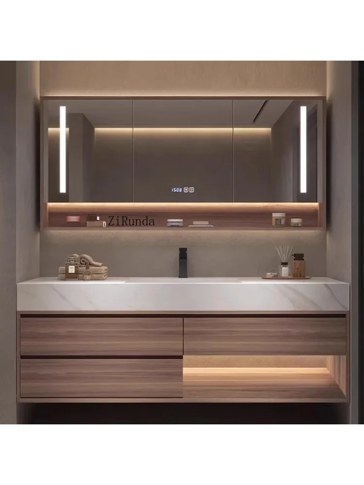 Rock Panel Bathroom Cabinet Modern Hotel Vanity with Sink Mirror Cabinet Simple Bathroom Furniture