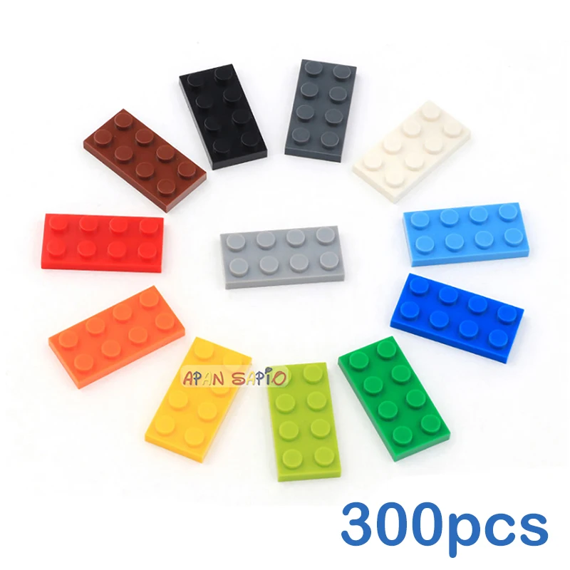 300pcs DIY Building Blocks Thin Figure Bricks 2x4 Dots Educational ...