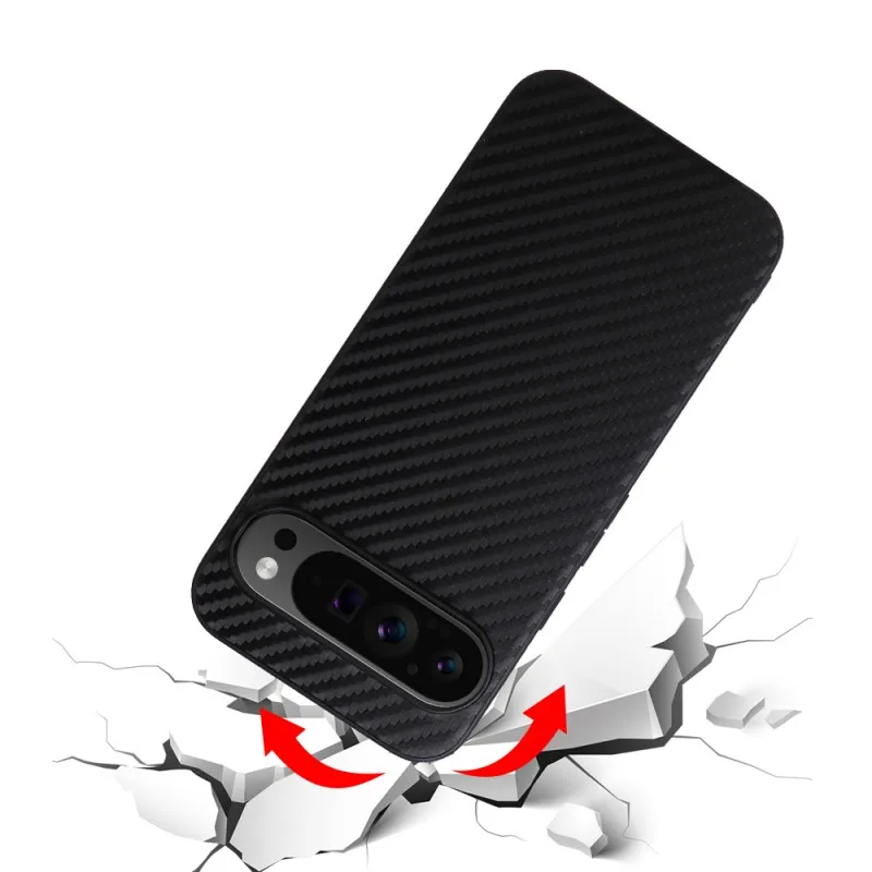 Leopard Print Carbon Fiber Saffiano Leather Phone Case - Shockproof Protection