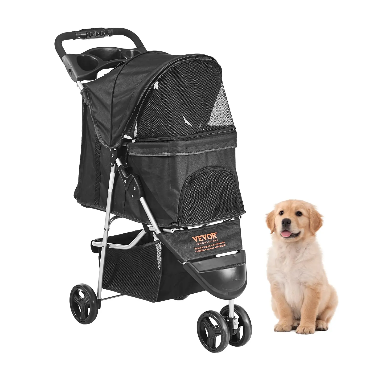 

Прогулочная коляска для собак, складная коляска для малых и средних питомцев, до 35 фунтов, с 3 колесами