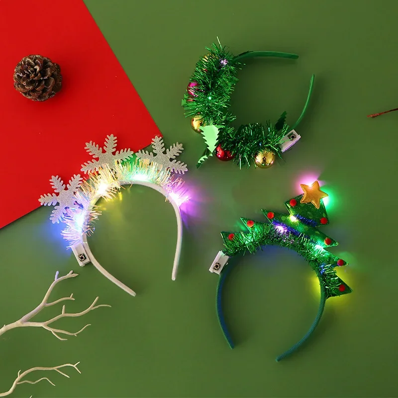 Light Up Christmas Headbands LED Reindeer Christmas Headbands Xmas Antler 1pc For Kids Women Party Supplies