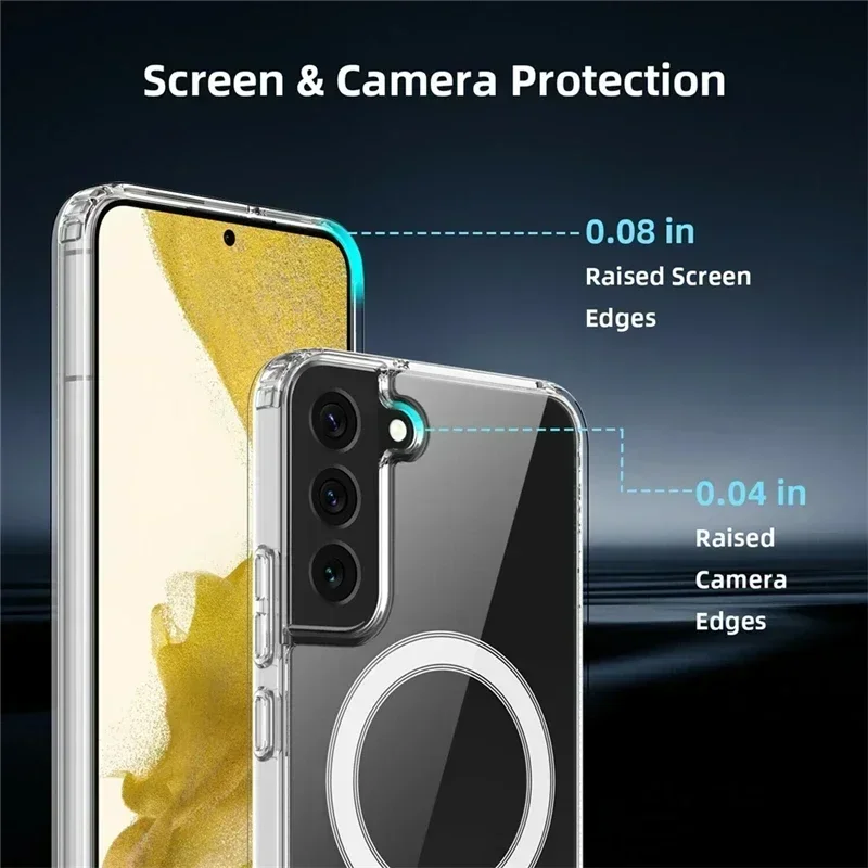Premium Magnetic Clear Case with Wireless Charging and Shockproof Protection
