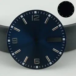 Elegant Dual Calendar Watch Dial with Green Luminous Accents - Silver/Black/Blue (NO.3)