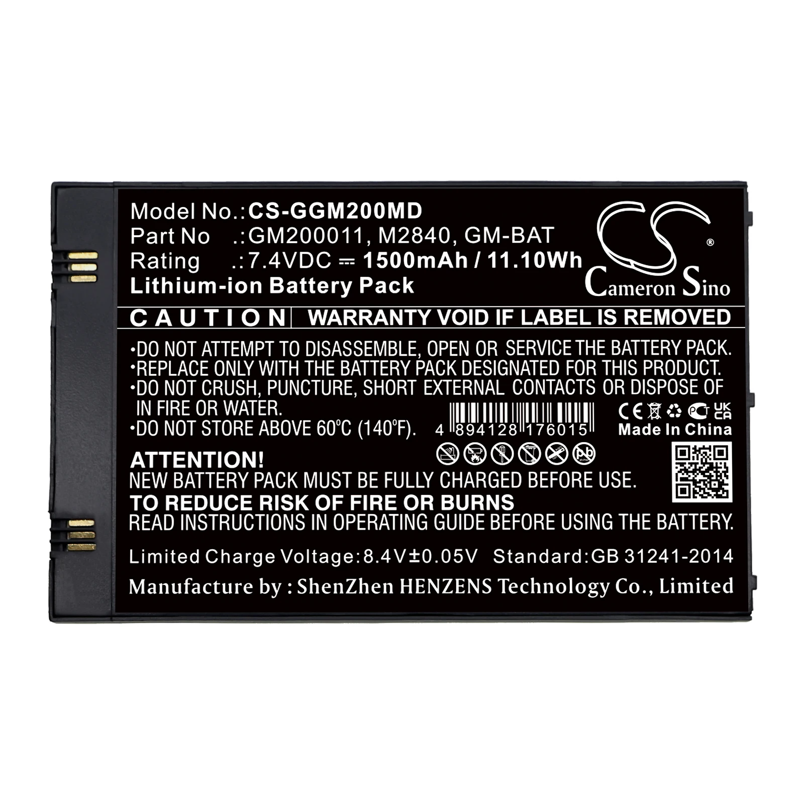 

Cameron Sino 1500mAh Battery For GE Echographe Vscan Pocket Sized Ultrasound GM200011 GM-BAT M2840