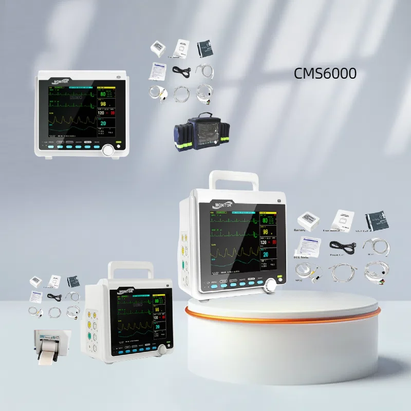 CONTEC CMS6000 Patient Monitor Human/Veterinary Portable 6 Parameter 8" Vital Sign ECG NIBP RESP SPO2 PR TEMP