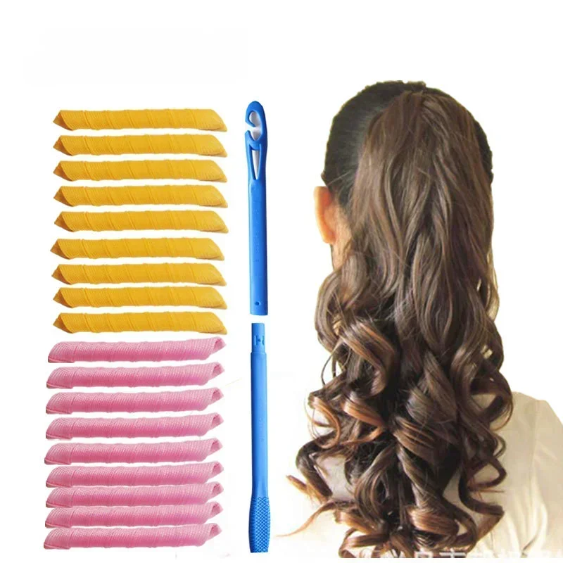 18pcs/set Spiral Hair Curler Heatless Styling Tools Set Non-Damaging Wave Formers Curlers Hair Styling Tools Pro DIY Roller hair styling tool hair curling tools