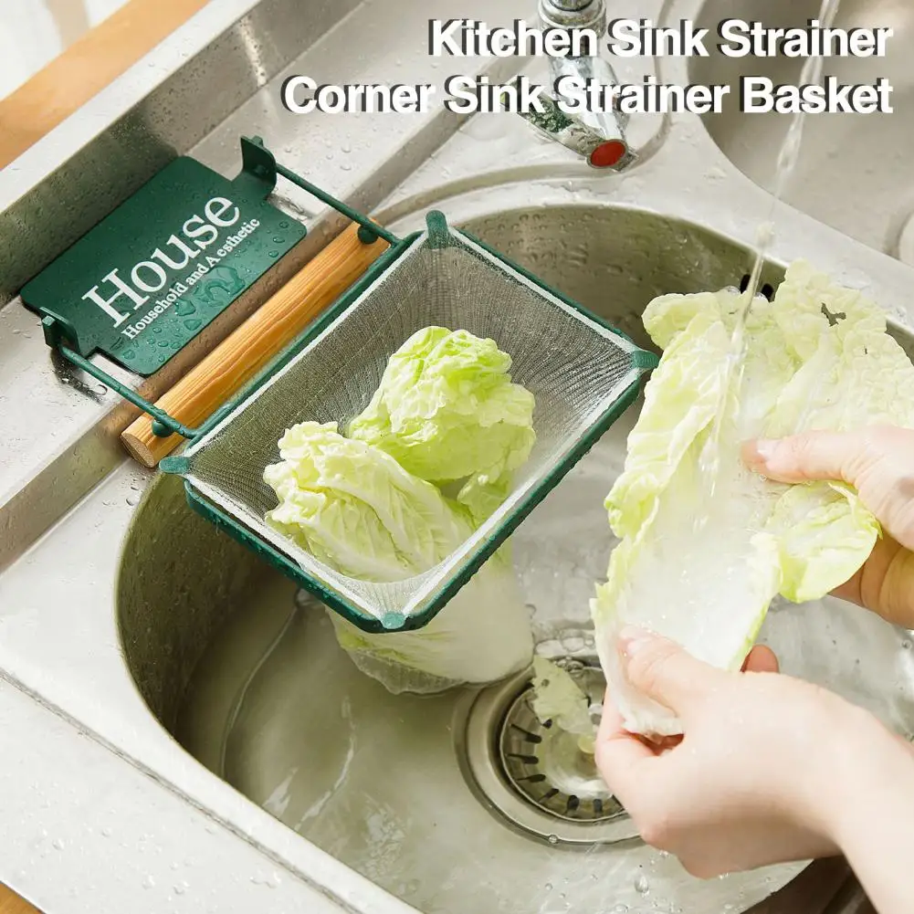 

Filter Rack Sink Corner Strainer Efficient Kitchen Sink Organization Mesh Filter Shelf with Strainer Bags for Food for Sellers