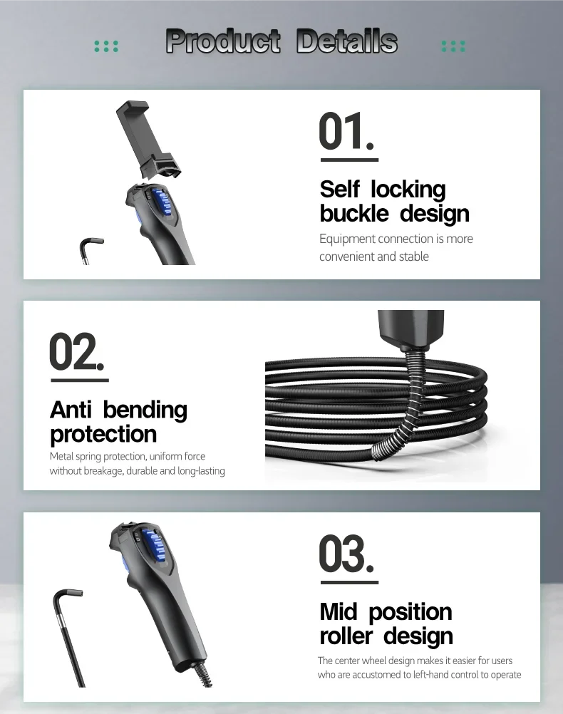 Two-Way 360° Articulating Borescope 1080P Endoscope Camera with Light 3.9mm Waterproof Probe Camera For Android/iOS Phone 4