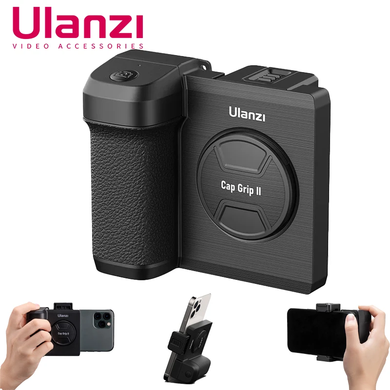 Ulanzi CapGrip II Smartphone Handheld Selfie Booster Hand grip Bluetooth Remote Control Phone Shutter for iPhone Android Phone