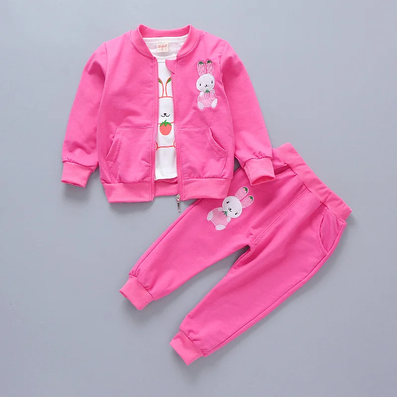 Baby Girls Cartoon Rabbit Thin Cotton Autumn Spring Jacket Coat+