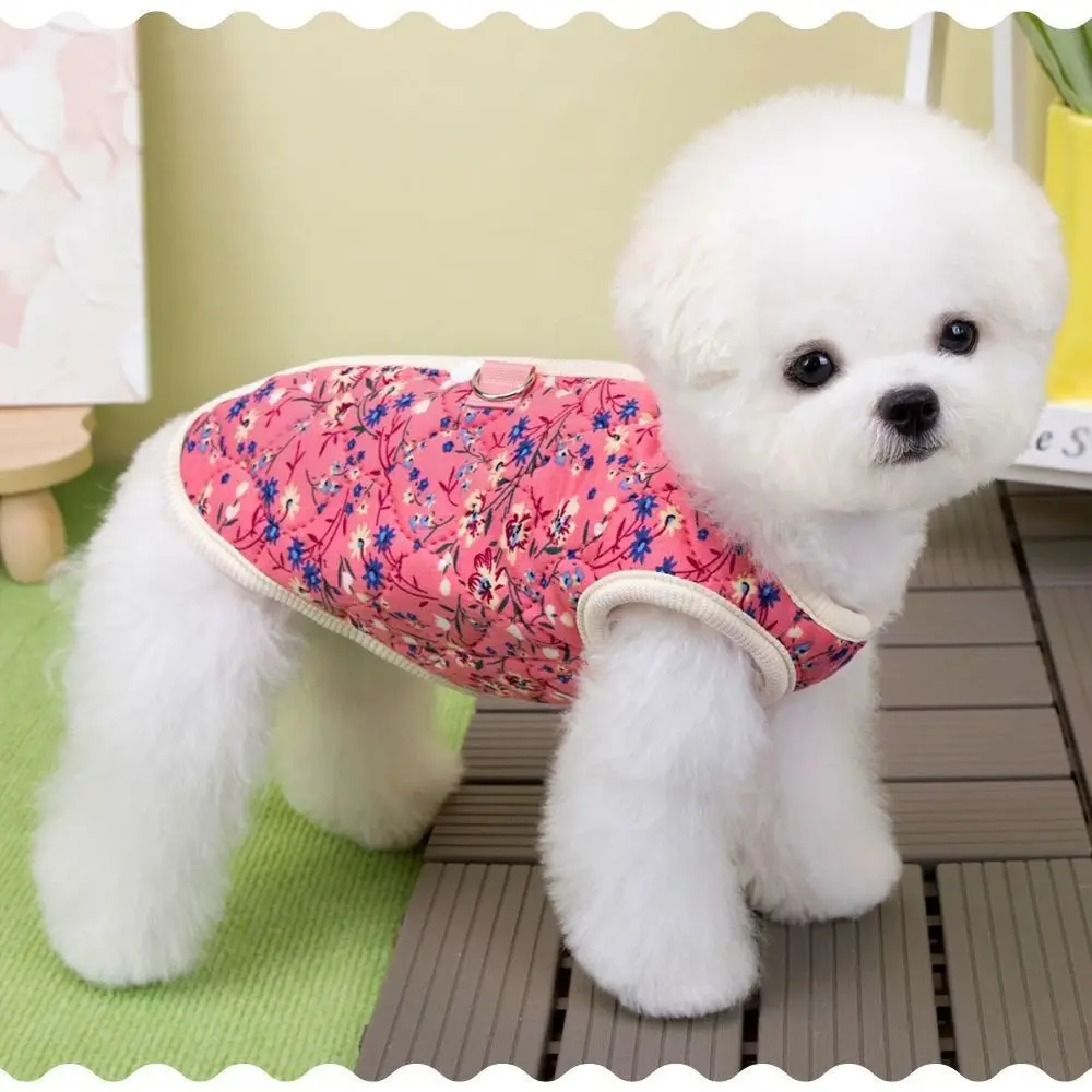 Fashion Puppy Vest Thickened Winter Warm Pet Dog Clothes Pet Supplies Floral Prints Cat Clothes Winter Gift