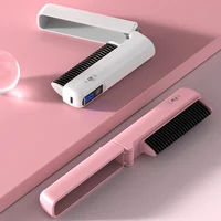 Foldable Lazy Hair Hot Comb Portable Mini USB Tool Fast Rechargeable Heating Styling Hair Straightening Hair Straigh 2