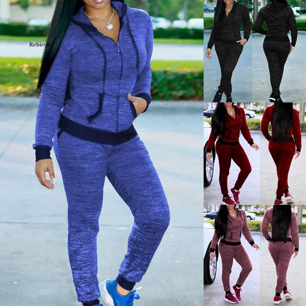 

2Pcs Casual Women Tracksuits Sports Lounge Wear Sweatshirts Hoodies Pants Set