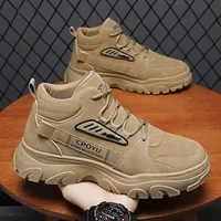 High-top Men's Shoes 2023 Autumn New Outdoor Mountain Climbing Work Safety Shoes Trendy Breathable Eva Insole Men's Boots