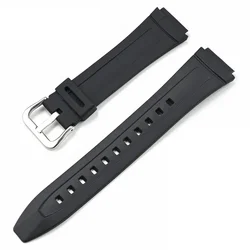 Black Waterproof Rubber Resin Sport Strap - 18mm Bracelet Accessory - 18mm (Black silver)