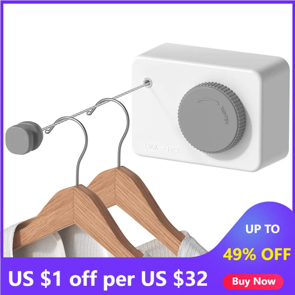 Portable Stainless Steel Retractable Clothesline Indoor Outdoor Laundry