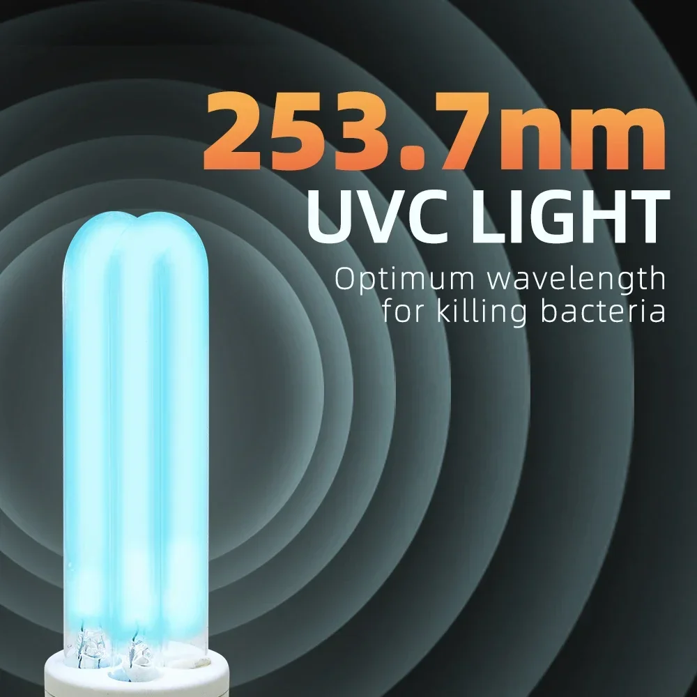 UV Disinfection Lamp UV Sterilization Lamp AC220-240V Ozone Free Ultraviolet Sterilizing Lamp Bulbs E27 UVC Disinfection Bulb 253.7nm UV-C Light Bulb 15W Indoor Sterilzer
