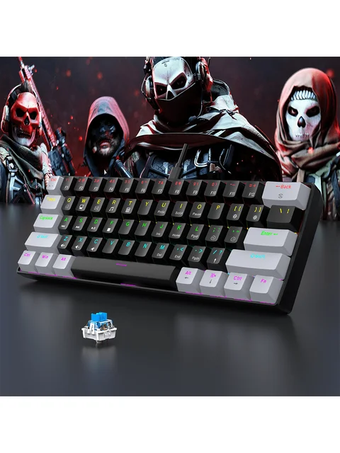 60% Wired Gaming Mechanical Keyboard RGB Backlit Ultra Compact Mini Layout for PC/Mac Gamers And Typists Easy Travel Design 1