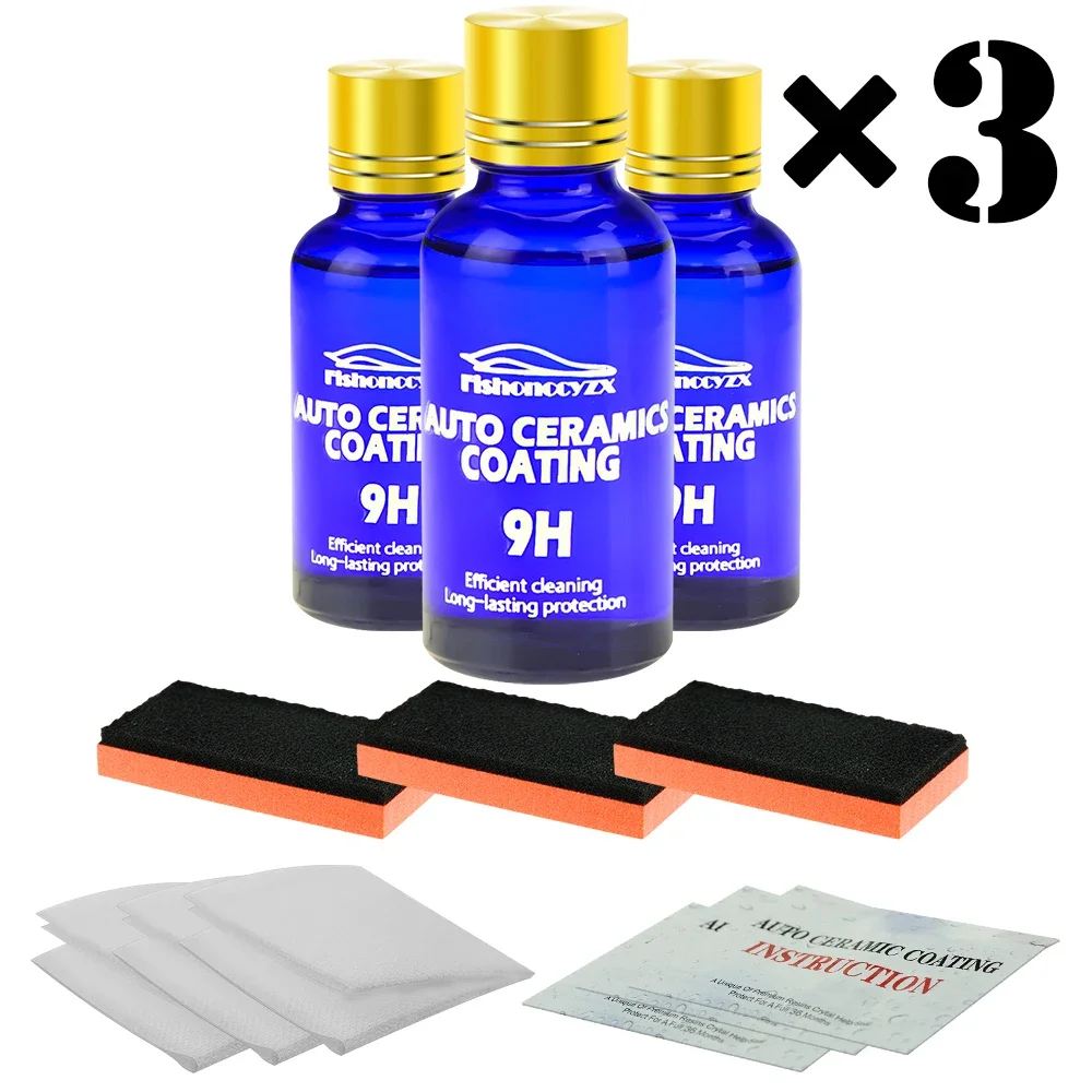 3Pcs 9H Car Plated Crystal Ceramic Coating Super Hydrophobic Glass Polishing Coating Set Car Paint Maintenance Fluid car coating spray car coating agent