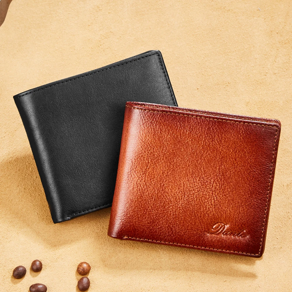 Men's Retro Casual Wallet Handmade Anti theft Swipe RFID 100% Genuine Leather Wallet Multi functional Large Capacity Wallet