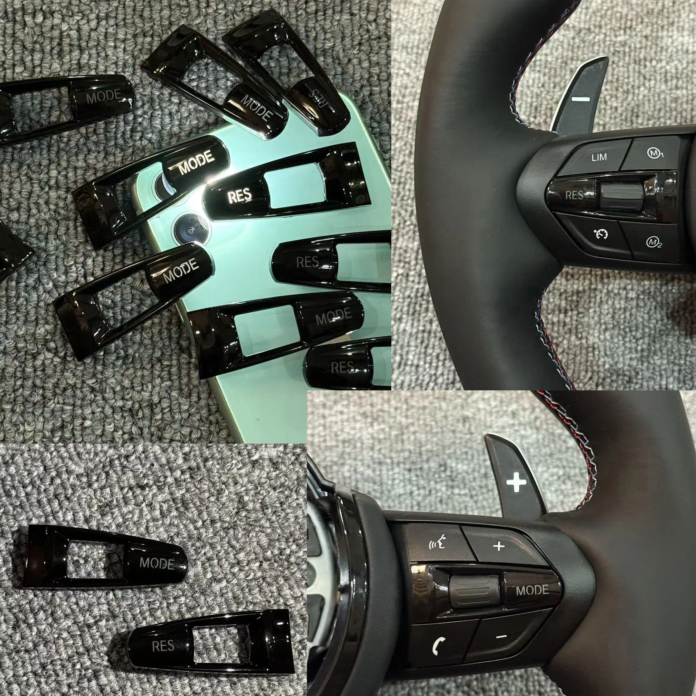 Sleek Black Steering Wheel Control Buttons