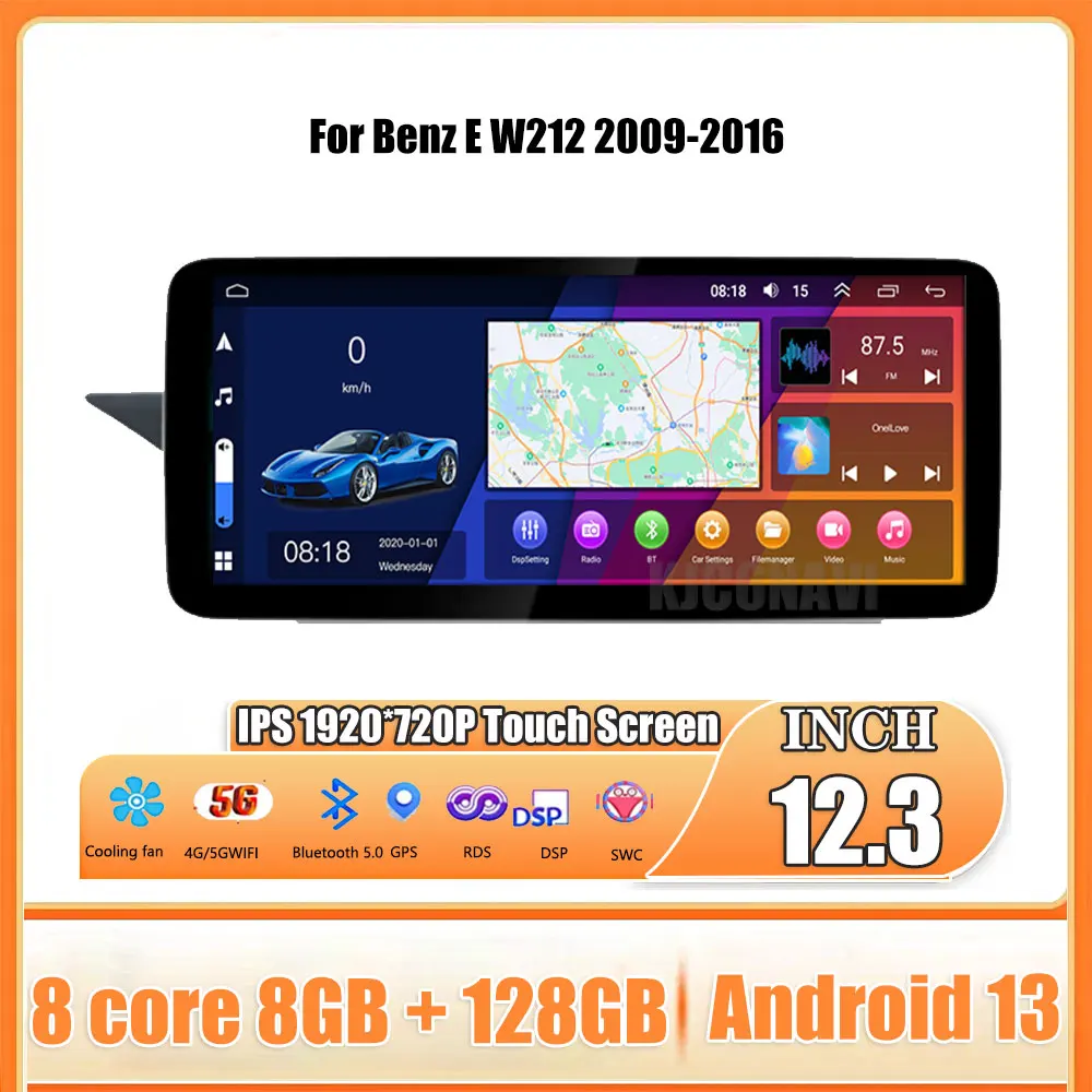 

12.3 Inch Android Touch Screen For Benz E W212 2009-2016 Car Accessories Auto Carplay Monitors Speacker Radio Multimedia Player