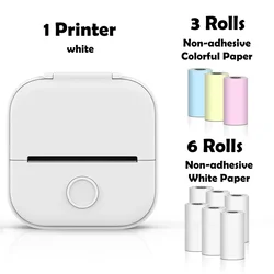 Phomemo T02 Portable Mini Thermal Printer for DIY and Journaling with Self-Adhesive Stickers (White E)