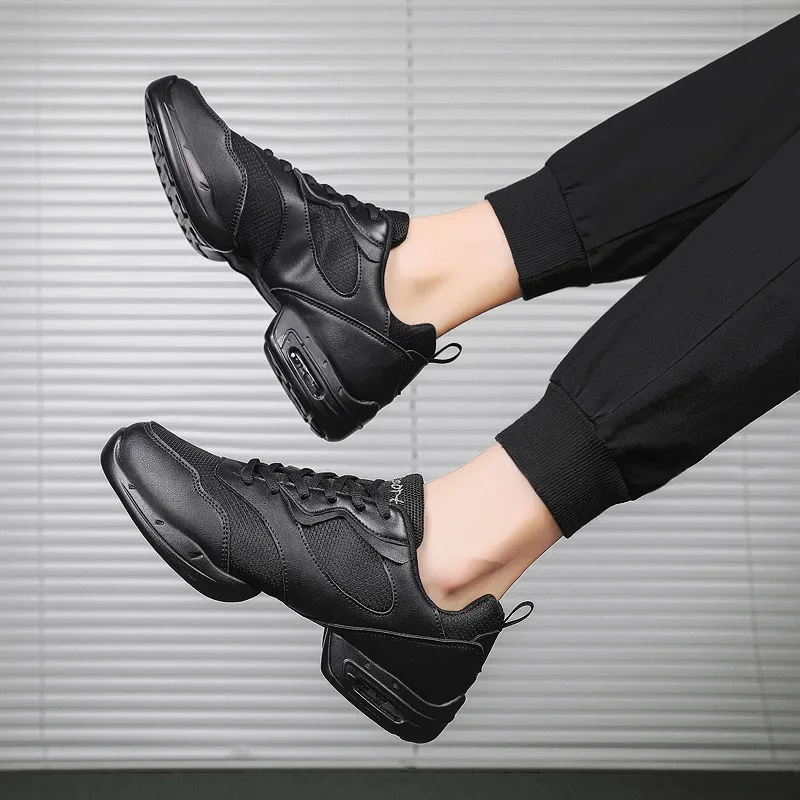 Modern Dance Shoes Men's Soft Soles Student Dance Shoes Square Dancing Sports Competitions Mesh Surface Anti Slip Sneakers
