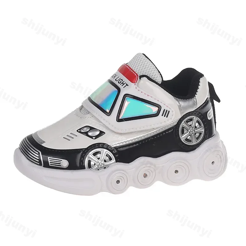Tennis Shoes LED Children Trainer Cartoon Car Casual Sneakers for Boys Girls Mesh Breathable Kids Flats Baby Illuminated Shoes sports shoes,baby shoes,kids sneakers,kids shoes,kids sports shoes,kids flats